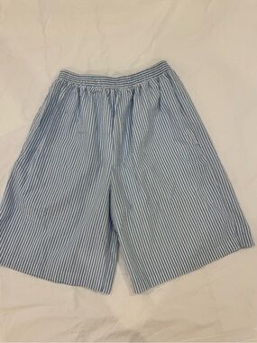 Thrifted Blue & White Seersucker Stretch Shorts